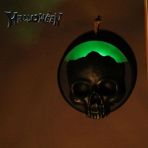 MUMTOP Skull Heads Halloween Decor, Realistic Human Skeleton Skull Head Bone Resin Sculptures with LED Light for Halloween Outdoor Indoor Party Home Decorations in Kuwait