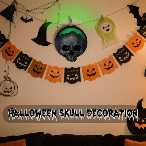 MUMTOP Skull Heads Halloween Decor, Realistic Human Skeleton Skull Head Bone Resin Sculptures with LED Light for Halloween Outdoor Indoor Party Home Decorations in Kuwait