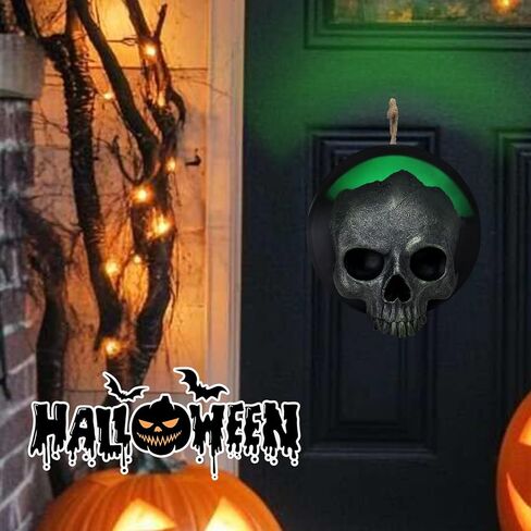 MUMTOP Skull Heads Halloween Decor, Realistic Human Skeleton Skull Head Bone Resin Sculptures with LED Light for Halloween Outdoor Indoor Party Home Decorations in Kuwait