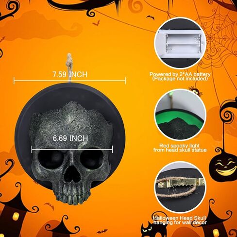 MUMTOP Skull Heads Halloween Decor, Realistic Human Skeleton Skull Head Bone Resin Sculptures with LED Light for Halloween Outdoor Indoor Party Home Decorations in Kuwait