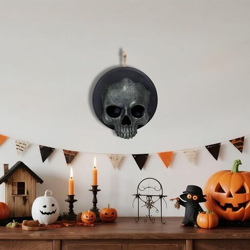 MUMTOP Skull Heads Halloween Decor, Realistic Human Skeleton Skull Head Bone Resin Sculptures with LED Light for Halloween Outdoor Indoor Party Home Decorations in Kuwait