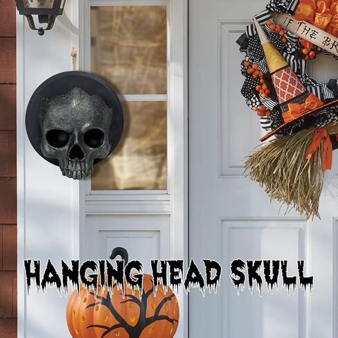 MUMTOP Skull Heads Halloween Decor, Realistic Human Skeleton Skull Head Bone Resin Sculptures with LED Light for Halloween Outdoor Indoor Party Home Decorations in Kuwait