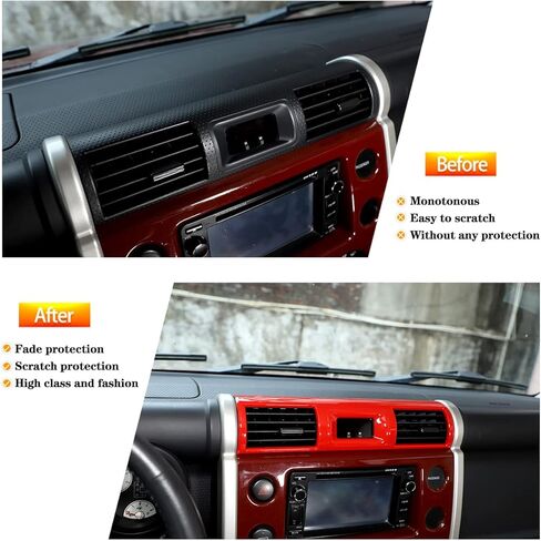 غطاء منفذ الهواء لوحدة التحكم المركزية متوافق مع Toyota FJ Cruiser 2007-2021، ABS لوحة التحكم المركزية لوحة القيادة فتحة تهوية الهواء وإطار الغطاء ملحقات الحماية الداخلية (نمط ألياف الكربون) in Saudi Arabia