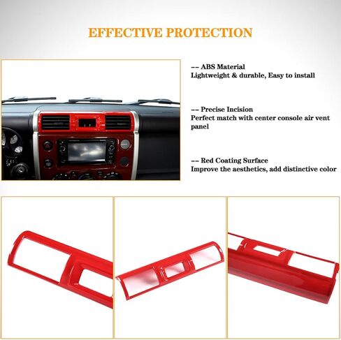 غطاء منفذ الهواء لوحدة التحكم المركزية متوافق مع Toyota FJ Cruiser 2007-2021، ABS لوحة التحكم المركزية لوحة القيادة فتحة تهوية الهواء وإطار الغطاء ملحقات الحماية الداخلية (نمط ألياف الكربون) in Saudi Arabia