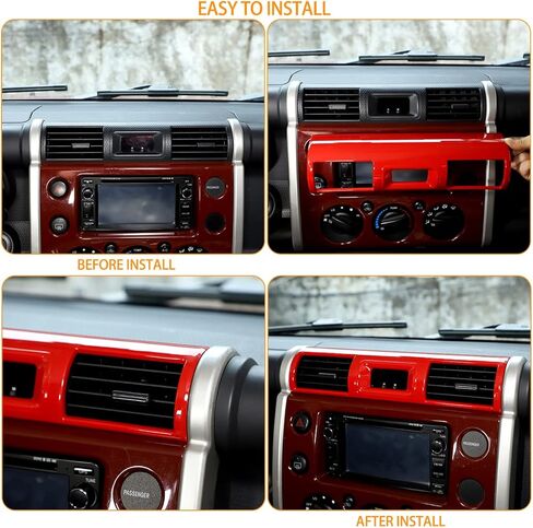 غطاء منفذ الهواء لوحدة التحكم المركزية متوافق مع Toyota FJ Cruiser 2007-2021، ABS لوحة التحكم المركزية لوحة القيادة فتحة تهوية الهواء وإطار الغطاء ملحقات الحماية الداخلية (نمط ألياف الكربون) in Saudi Arabia
