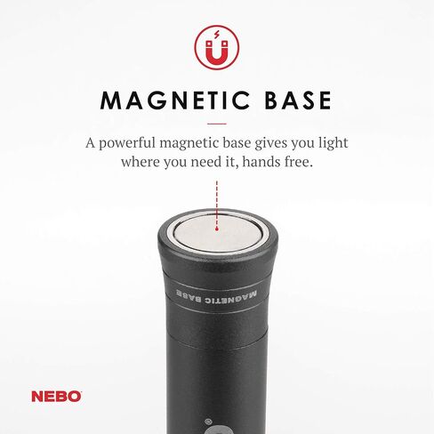 NEBO BIG LARRY 2 Battery Powered Aluminum Work Light 500 Lumens, Pocket Clip Magnetic Base for Hands-Free Lighting Portable COB LED Dimmable FlashlightHazard Light-Red in Saudi Arabia
