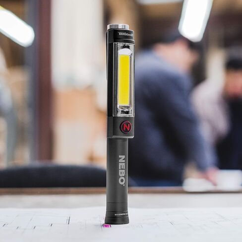 NEBO BIG LARRY 2 Battery Powered Aluminum Work Light 500 Lumens, Pocket Clip Magnetic Base for Hands-Free Lighting Portable COB LED Dimmable FlashlightHazard Light-Red in Saudi Arabia