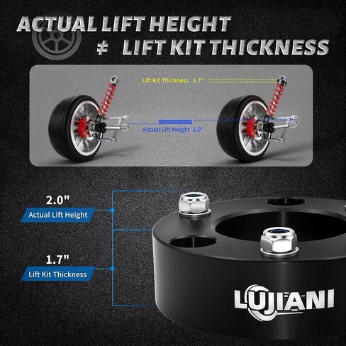 2" Front Leveling Lift Kits for 2007-2024 Silverado 1500/Sierra 1500 (2WD/4WD), Heavy Duty Forged Aluminum Strut Spacers Raise the Pickup 2 Inch, Suspension Level Lift Kit for Shock, 2 Pack in Saudi Arabia