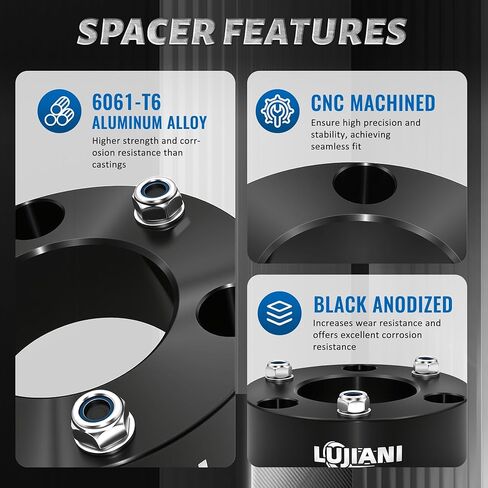 2" Front Leveling Lift Kits for 2007-2024 Silverado 1500/Sierra 1500 (2WD/4WD), Heavy Duty Forged Aluminum Strut Spacers Raise the Pickup 2 Inch, Suspension Level Lift Kit for Shock, 2 Pack in Saudi Arabia
