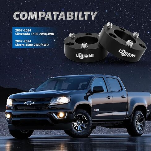 2" Front Leveling Lift Kits for 2007-2024 Silverado 1500/Sierra 1500 (2WD/4WD), Heavy Duty Forged Aluminum Strut Spacers Raise the Pickup 2 Inch, Suspension Level Lift Kit for Shock, 2 Pack in Saudi Arabia
