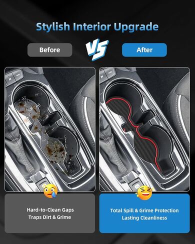 حصائر فتحة الباب لملحقات 2021-2026 Chevy Trailblazer (LS/LT/Activ/RS) - 19 قطعة حامل أكواب مضاد للانزلاق وبطانات وحدة التحكم المركزية وسجادات جيب الباب (زخرفة حمراء) in Kuwait