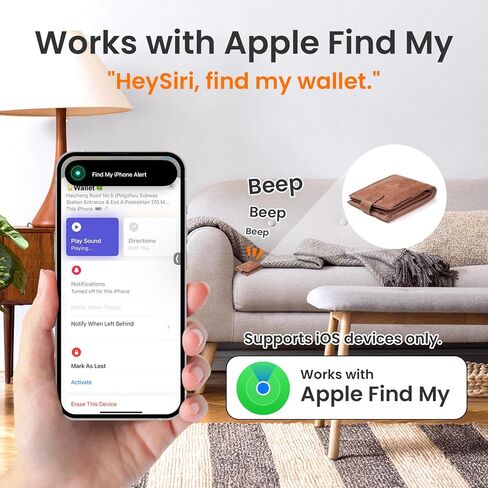 بطاقة SwitchBot Wallet Finder (4 حزم)، متتبع بلوتوث، محدد موقع العناصر للمفاتيح والهواتف والأمتعة، تعمل مع Apple Find My (iOS فقط، وليس Android)، عمر بطارية يصل إلى 3 سنوات مقاومة للماء in Kuwait