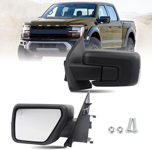 مرآة باب متوافقة مع 2021-2023 Ford F-150 7Pins غطاء محكم من جانب الراكب الأيمن قابل للطي يدويًا بدون ضوء إشارة الانعطاف وBLIS (ضوء النقطة العمياء) ML34 17683، ML34 17682 in Kuwait