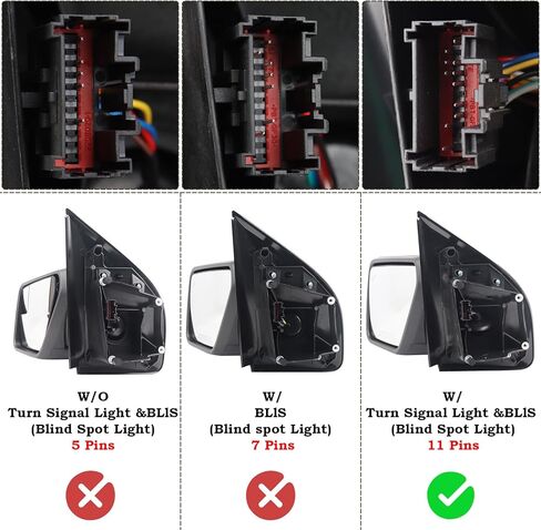 مرآة باب متوافقة مع 2021-2023 Ford F-150 7Pins غطاء محكم من جانب الراكب الأيمن قابل للطي يدويًا بدون ضوء إشارة الانعطاف وBLIS (ضوء النقطة العمياء) ML34 17683، ML34 17682 in Kuwait
