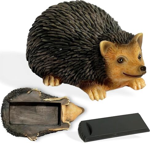 Hedgehog Fake Rock Key Hider Outdoor Hidden Key Box Resin Garden Statue with Secret Compartment Weatherproof Hide a Key for Yard Patio Geocaching in Saudi Arabia