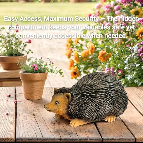 Hedgehog Fake Rock Key Hider Outdoor Hidden Key Box Resin Garden Statue with Secret Compartment Weatherproof Hide a Key for Yard Patio Geocaching in Saudi Arabia