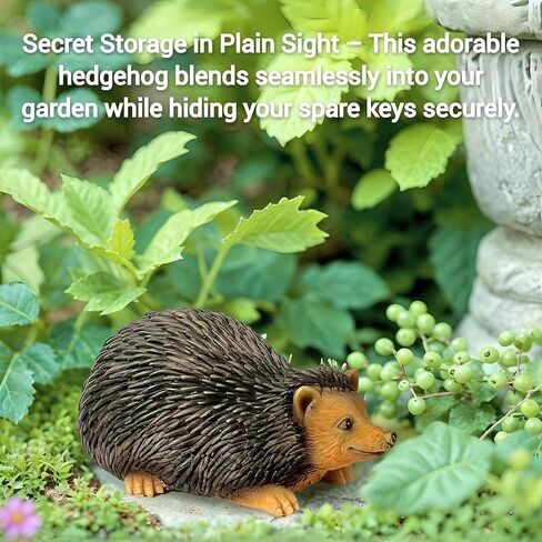 Hedgehog Fake Rock Key Hider Outdoor Hidden Key Box Resin Garden Statue with Secret Compartment Weatherproof Hide a Key for Yard Patio Geocaching in Saudi Arabia
