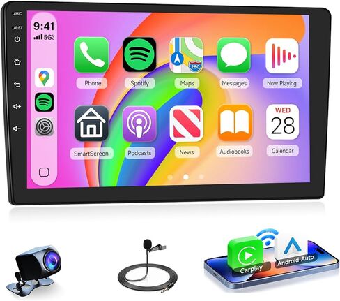 2G 32G Android Car Stereo Double Din with Wireless Apple Carplay, Rimoody 9 Inch Touch Screen Car Radio 2 Din with GPS Navigation Bluetooth FM HiFi WiFi USB Android Auto + AHD Backup Camera in Saudi Arabia