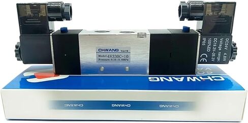 1x 4V330C-10 5Ports 3 Position Dual Solenoid Pneumatic Air Valve 3/8" BSPT DC12V / DC24V / AC220V(DC12V) in Saudi Arabia
