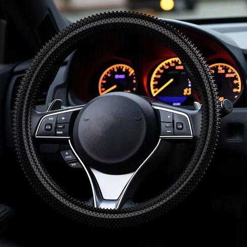 Massage Grip Steering Wheel Cover, Anti-Slip Silicone Universal Fit for 14-15 Inch Wheel, Relieve Driving Fatigue, Easy Install Car Accessories for Men & Women in Saudi Arabia