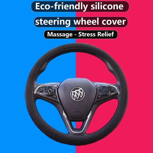 Massage Grip Steering Wheel Cover, Anti-Slip Silicone Universal Fit for 14-15 Inch Wheel, Relieve Driving Fatigue, Easy Install Car Accessories for Men & Women in Saudi Arabia
