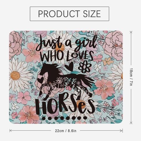 Just a Girl Who Loves Horses Mouse Pad, Horse Lover Gifts, Vintage Floral Horse Mousepad for Desk Home Office Dorm Computers Laptop Gaming Accessories, 8.7x7.1 Inch in Saudi Arabia