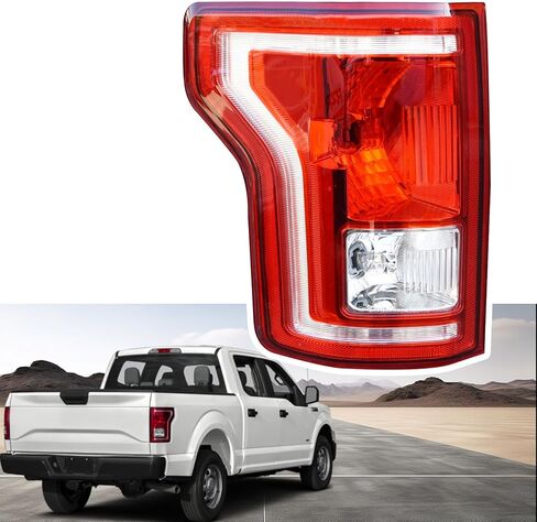 مجموعة مصابيح الذيل الجانبية للسائق الأيسر متوافقة مع Ford F-150 2015 2016 2017، مصابيح فرامل الضوء الخلفي لـ F150، ضوء خلفي من المصنع OEM مع مصابيح الهالوجين، يناسب شاحنة النقل in Kuwait