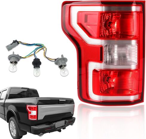 مجموعة مصابيح الذيل الجانبية للسائق الأيسر متوافقة مع Ford F-150 2015 2016 2017، مصابيح فرامل الضوء الخلفي لـ F150، ضوء خلفي من المصنع OEM مع مصابيح الهالوجين، يناسب شاحنة النقل in Kuwait