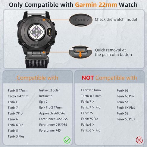 Compatible with Garmin Fenix 6 Pro/Fenix 6/Fenix 7/Fenix 7 Pro/Fenix 5/5 Plus Bands, 22mm Quickfit Nylon Sport Replacement Watch Bands for Forerunner 945/935/Approach S60/S62/Instinct 2 in Kuwait