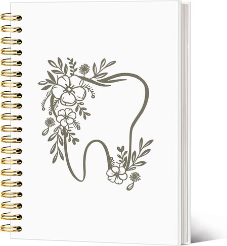 SJDFCSA Dentist Gift Notebook Journal, Dental Gifts Journal for Women, Blue Dental Assistant Hygienist Gifts for Women, Floral Teeth Dentist Spiral Notebook 5.5x8.3 Inch in Kuwait