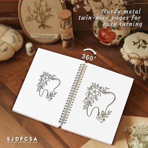 SJDFCSA Dentist Gift Notebook Journal, Dental Gifts Journal for Women, Blue Dental Assistant Hygienist Gifts for Women, Floral Teeth Dentist Spiral Notebook 5.5x8.3 Inch in Kuwait