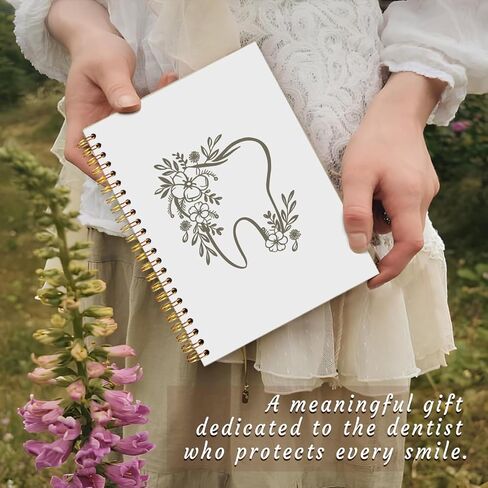 SJDFCSA Dentist Gift Notebook Journal, Dental Gifts Journal for Women, Blue Dental Assistant Hygienist Gifts for Women, Floral Teeth Dentist Spiral Notebook 5.5x8.3 Inch in Kuwait