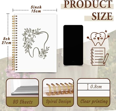SJDFCSA Dentist Gift Notebook Journal, Dental Gifts Journal for Women, Blue Dental Assistant Hygienist Gifts for Women, Floral Teeth Dentist Spiral Notebook 5.5x8.3 Inch in Kuwait