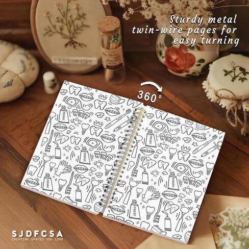 SJDFCSA Dentist Gift Notebook Journal, Dental Gifts Journal for Women, Blue Dental Assistant Hygienist Gifts for Women, Floral Teeth Dentist Spiral Notebook 5.5x8.3 Inch in Kuwait