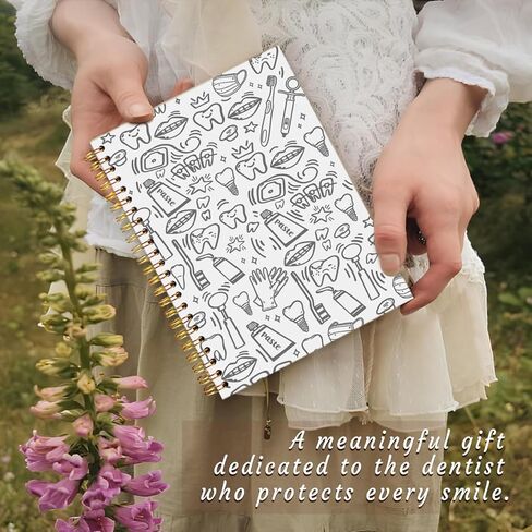 SJDFCSA Dentist Gift Notebook Journal, Dental Gifts Journal for Women, Blue Dental Assistant Hygienist Gifts for Women, Floral Teeth Dentist Spiral Notebook 5.5x8.3 Inch in Kuwait