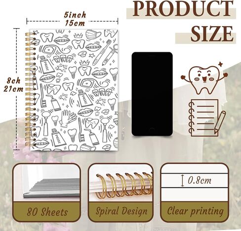 SJDFCSA Dentist Gift Notebook Journal, Dental Gifts Journal for Women, Blue Dental Assistant Hygienist Gifts for Women, Floral Teeth Dentist Spiral Notebook 5.5x8.3 Inch in Kuwait