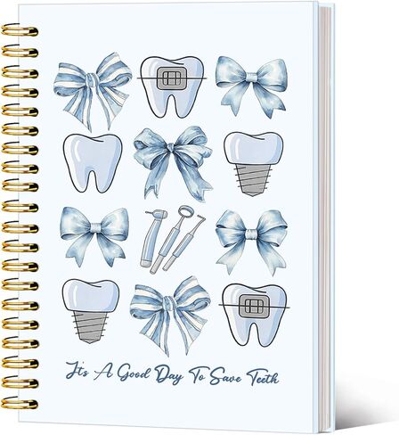 SJDFCSA Dentist Gift Notebook Journal, Dental Gifts Journal for Women, Blue Dental Assistant Hygienist Gifts for Women, Floral Teeth Dentist Spiral Notebook 5.5x8.3 Inch in Kuwait