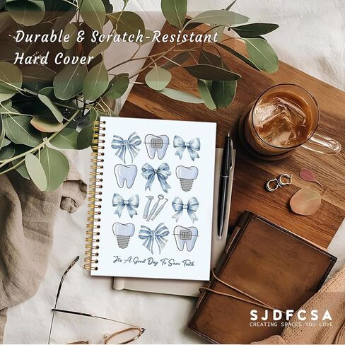 SJDFCSA Dentist Gift Notebook Journal, Dental Gifts Journal for Women, Blue Dental Assistant Hygienist Gifts for Women, Floral Teeth Dentist Spiral Notebook 5.5x8.3 Inch in Kuwait