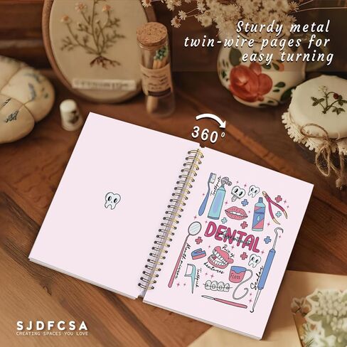 sjdfcsa طبيب الأسنان هدية دفتر اليومية، مجلة هدايا الأسنان للنساء، مساعد الأسنان هدايا صحة للنساء، الأسنان الأزهار طبيب الأسنان دوامة دفتر 5.5x8.3 بوصة in Kuwait