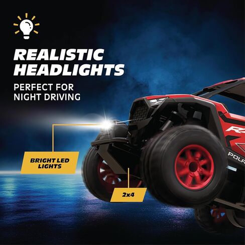 سيارة التحكم عن بعد/UTV، مقدمة ثنائية الدفع إلى Hobby RC Polaris RZR - مقياس 1:43، 2.4 جيجا هرتز - أحمر - جهاز تحكم عن بعد بوظيفة الزناد، صندوق القفز والبطاريات متضمنة، هدية رائعة in Kuwait