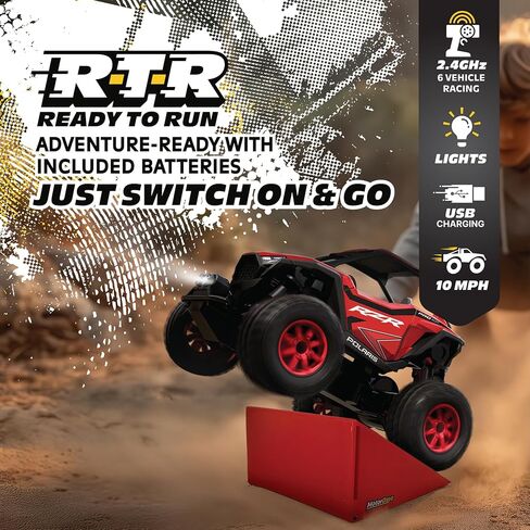 سيارة التحكم عن بعد/UTV، مقدمة ثنائية الدفع إلى Hobby RC Polaris RZR - مقياس 1:43، 2.4 جيجا هرتز - أحمر - جهاز تحكم عن بعد بوظيفة الزناد، صندوق القفز والبطاريات متضمنة، هدية رائعة in Kuwait