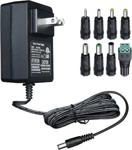 12V 3A/3000mA 6ft Power Supply Adapter, 100-240V 50/60Hz AC to DC 36W 20AWG Wall Charger with 1 to 8 Way DC Power Output Y Adapter Cable Cord for LED Strip Light, CCTV Camera, Router, DVR, ETL FCC in Saudi Arabia