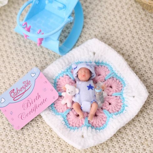 BABESIDE Mini Silicone Reborn Baby Doll - 3 Inch Lifelike Reborn Baby Doll Silicone Full Body Little Mini Real Life Baby Girl with Full Set Accessories Gift Box for Kids 3+ in Saudi Arabia