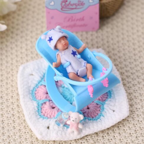 BABESIDE Mini Silicone Reborn Baby Doll - 3 Inch Lifelike Reborn Baby Doll Silicone Full Body Little Mini Real Life Baby Girl with Full Set Accessories Gift Box for Kids 3+ in Saudi Arabia