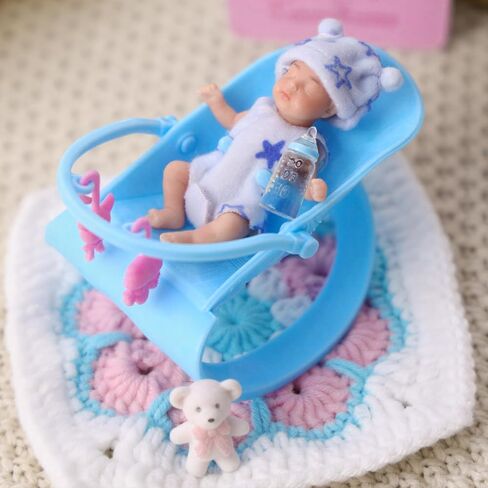 BABESIDE Mini Silicone Reborn Baby Doll - 3 Inch Lifelike Reborn Baby Doll Silicone Full Body Little Mini Real Life Baby Girl with Full Set Accessories Gift Box for Kids 3+ in Saudi Arabia