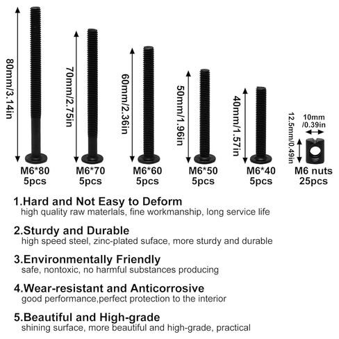Crib Screws Replacement Set, Delta Crib Screws Hex Socket Cap Bolts Barrel Nut Baby Bed Hardware Replacement Kit Furniture Bolts (25-Set M6) in Kuwait