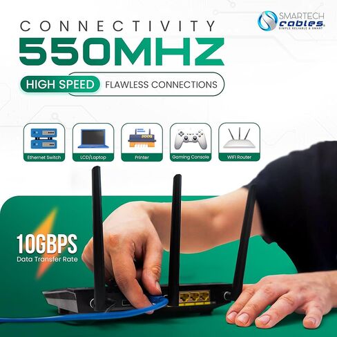 SmarTech Cables Cat 6 Cable 1000ft (Riser) - UTP 4 Pair Solid Conductor, Easy to Install Cat6 Riser 1000ft, High Speed 10 Gbps, 23 AWG Cat6 1000ft Ethernet Cable, Certified Bulk Cat6 Cable 1000ft in Kuwait