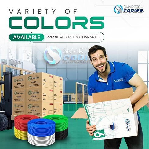 SmarTech Cables Cat 6 Cable 1000ft (Riser) - UTP 4 Pair Solid Conductor, Easy to Install Cat6 Riser 1000ft, High Speed 10 Gbps, 23 AWG Cat6 1000ft Ethernet Cable, Certified Bulk Cat6 Cable 1000ft in Kuwait
