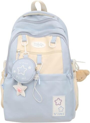 حقيبة ظهر Coquette College Y2K Kawaii Preppy كبيرة للكمبيوتر المحمول حقيبة كتب كاجوال جمالية أنيقة للسفر للنساء (أزرق) in Saudi Arabia