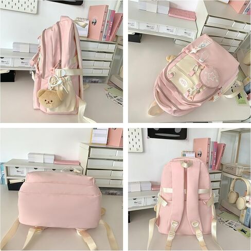 حقيبة ظهر Coquette College Y2K Kawaii Preppy كبيرة للكمبيوتر المحمول حقيبة كتب كاجوال جمالية أنيقة للسفر للنساء (أزرق) in Saudi Arabia